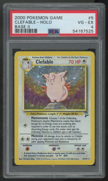 2000 Pokemon Clefable Base Set 2 Holo #5 PSA 4