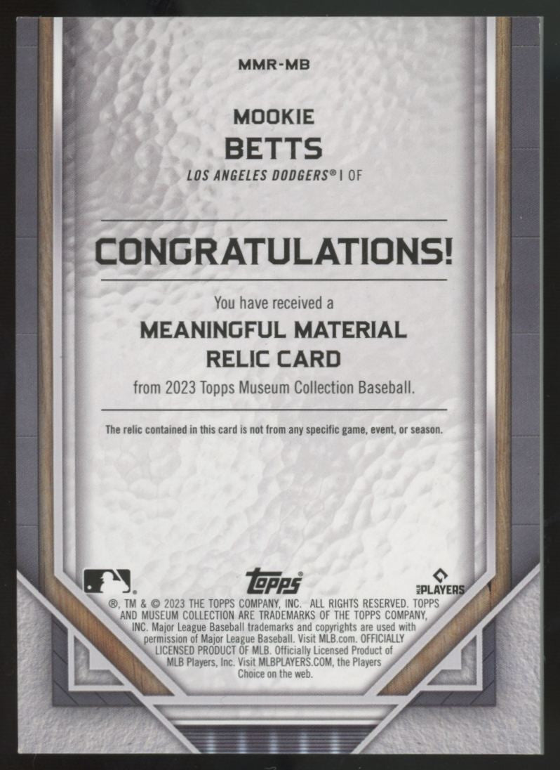 2023 Museum Collection Mookie Betts Meaningful Material Patch Gold /25 #MMR-MB
