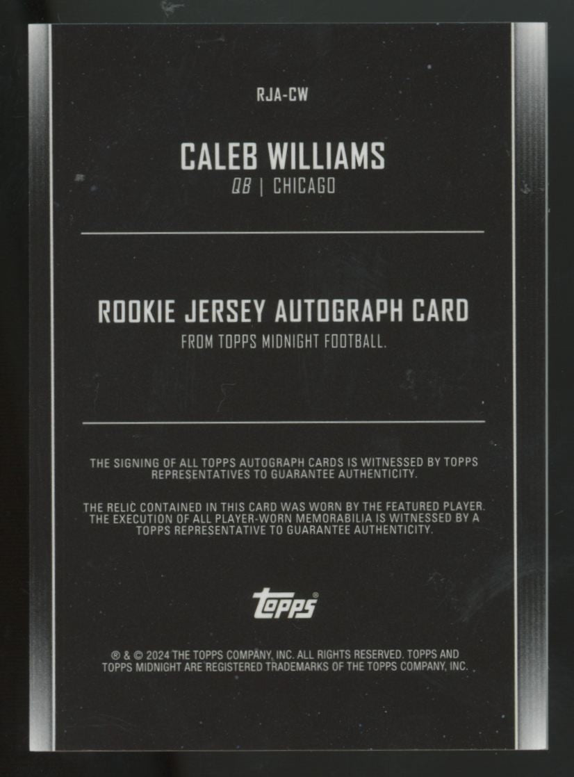 2024 Topps Midnight Caleb Williams RC Twilight Patch Auto RPA /99 #RJA-CW