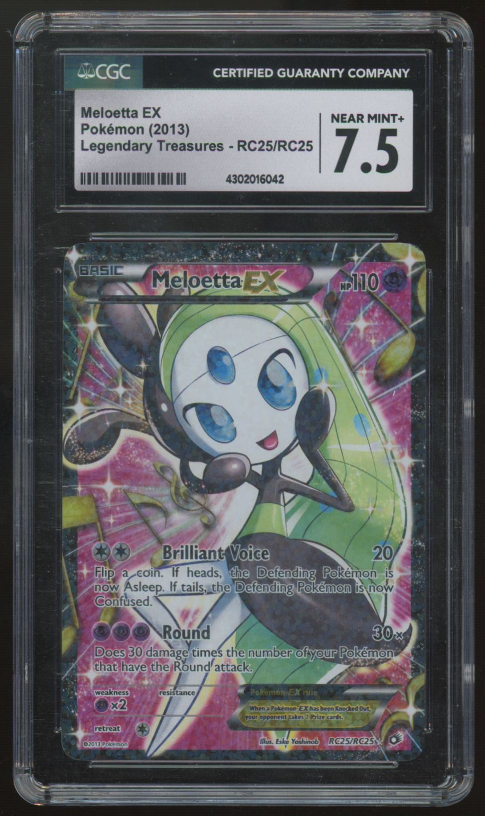 2013 Pokemon Meloetta EX Legendary Treasures Holo RC25 CGC 7.5