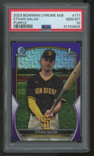 2023 Bowman Chrome Mega Ethan Salas 1st Purple /299 #BCP-171 PSA 10