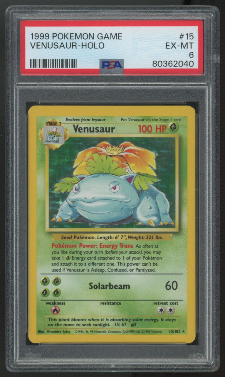 1999 Pokemon Venusaur Base Set Unlimited Holo #15 PSA 6
