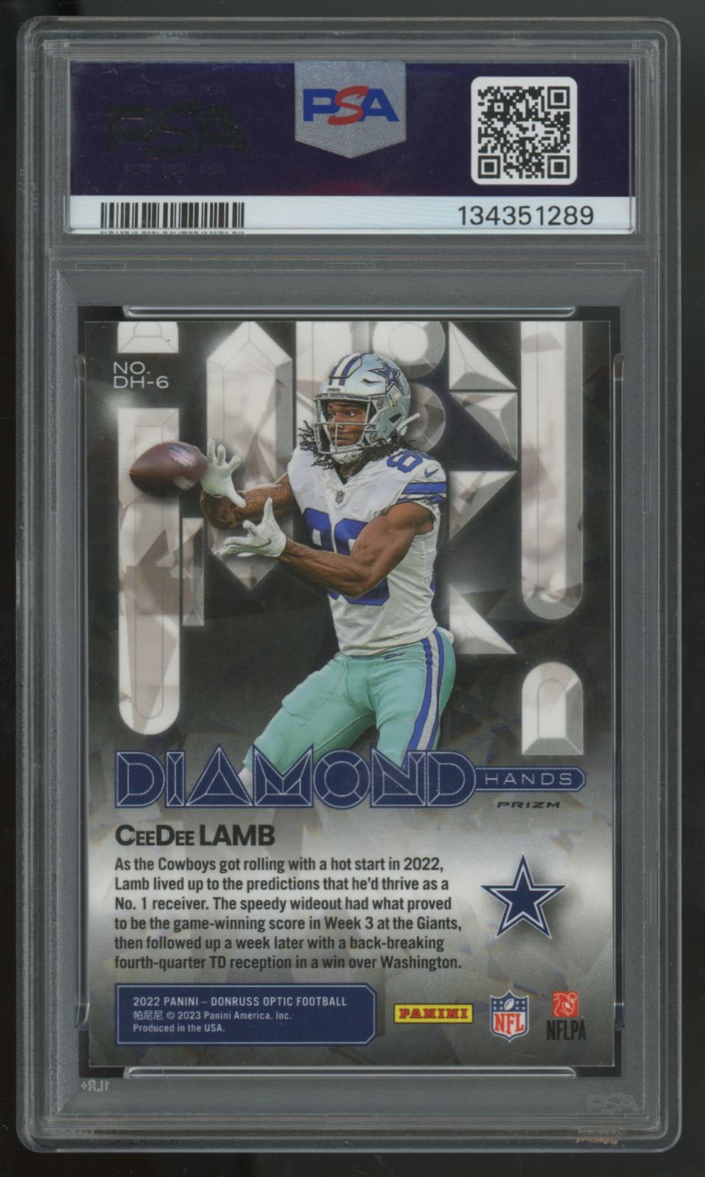 2022 Donruss Optic Ceedee Lamb Diamond Hands #DH-6 PSA 10