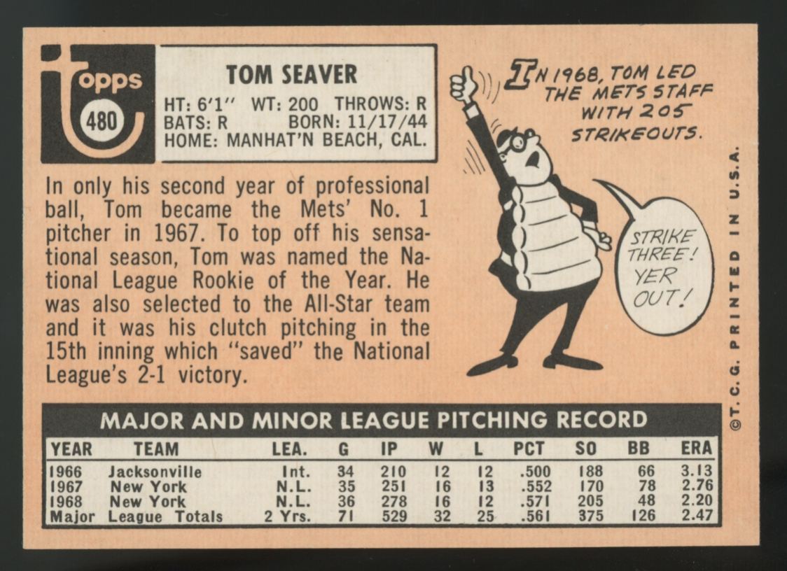 1969 Topps Tom Seaver #480 EX-MT