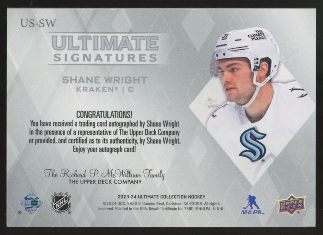 2023-24 UD Ultimate Collection Shane Wright Signatures Auto #US-SW