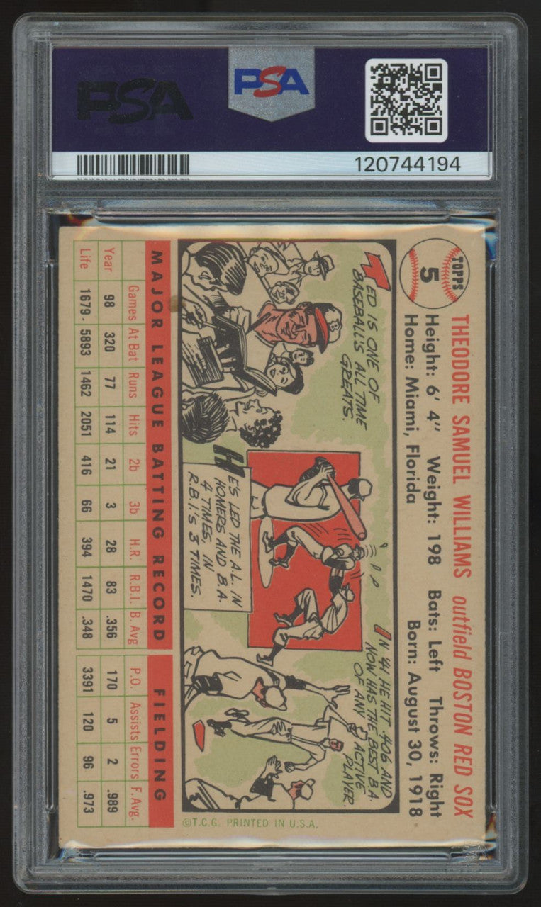 1956 Topps Ted Williams White Back #5 PSA 5
