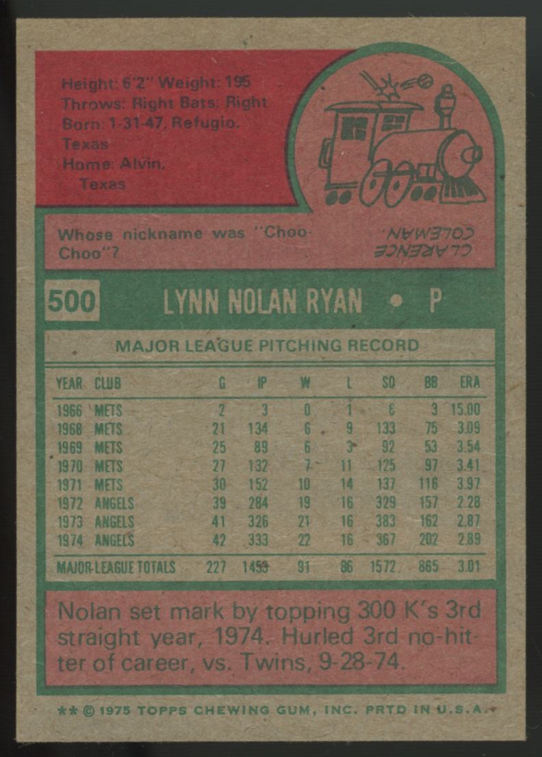 1975 Topps Nolan Ryan #500 VG-VG/EX