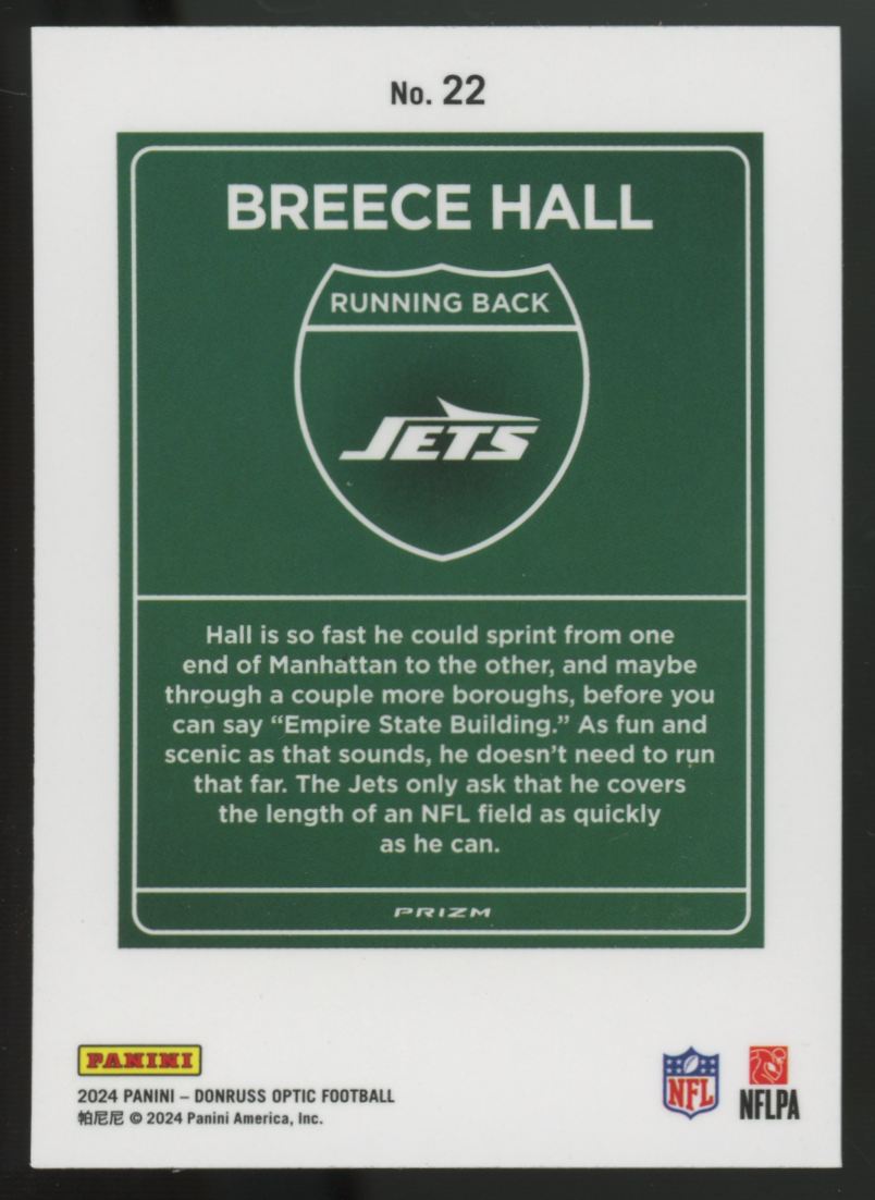 2024 Donruss Optic Breece Hall Downtown Prizm SSP #22
