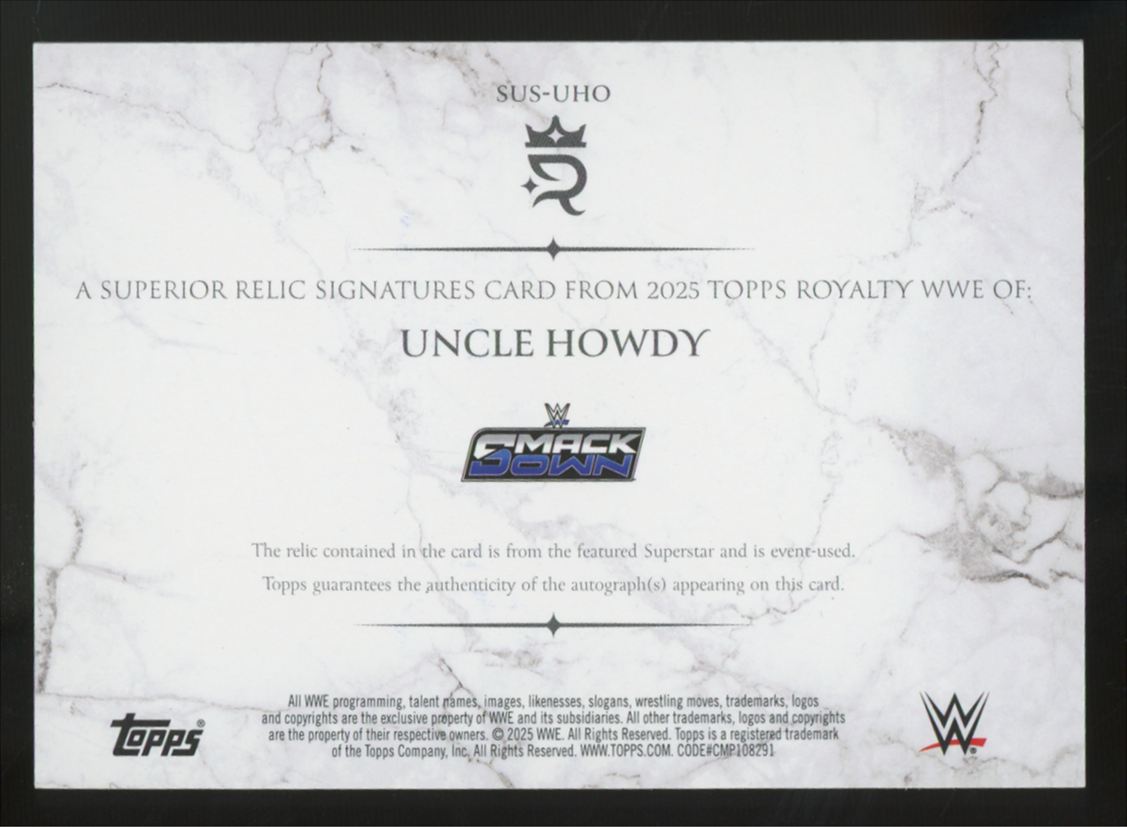 2025 Topps Royalty WWE Uncle Howdy Blue Superior Patch Auto /25 #SUS-UHO