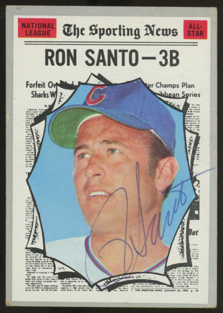 1970 Topps Ron Santo Signed Autographed The Sporting News #454 JSA