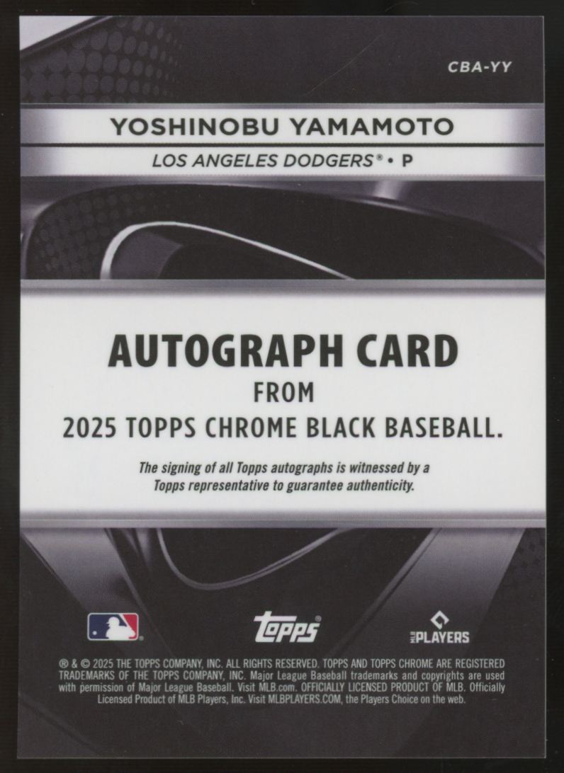 2025 Topps Chrome Black Yoshinobu Yamamoto Auto #CBA-YY
