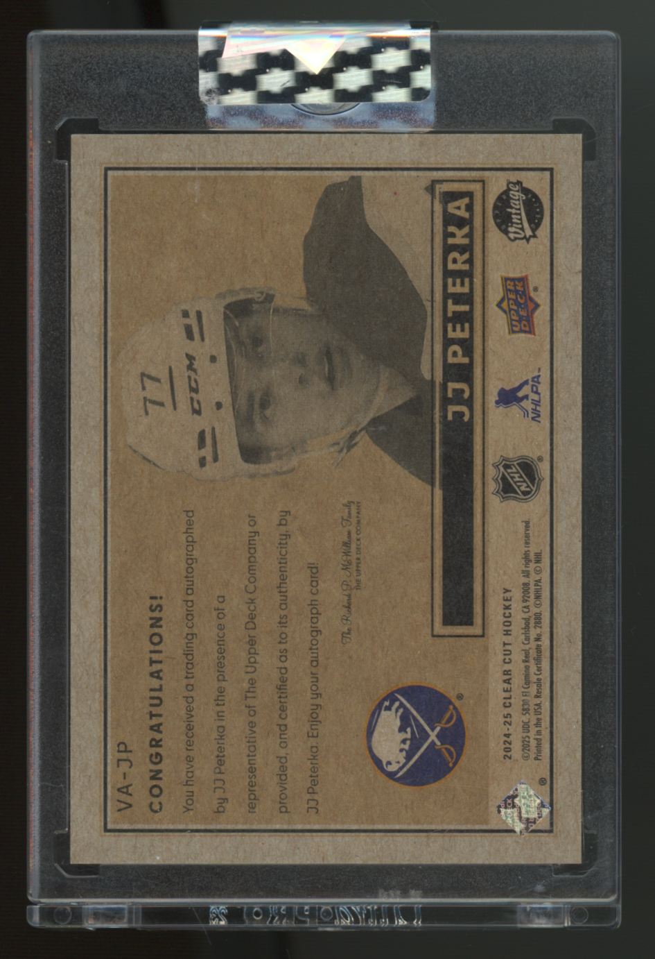 2024/25 Upper Deck Clear Cut JJ Peterka Vintage Auto #VA-JP