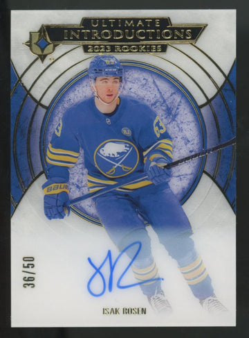 2023-24 Upper Deck Ultimate Isak Rosen RC Gold Introductions Auto /50 #UI-64