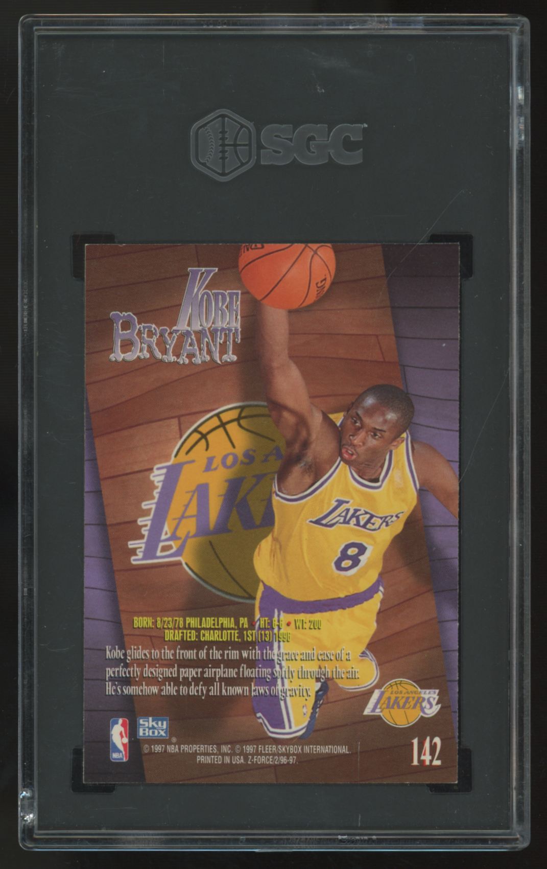 1996-97 Skybox Z-Force Kobe Bryant RC #142 SGC 8