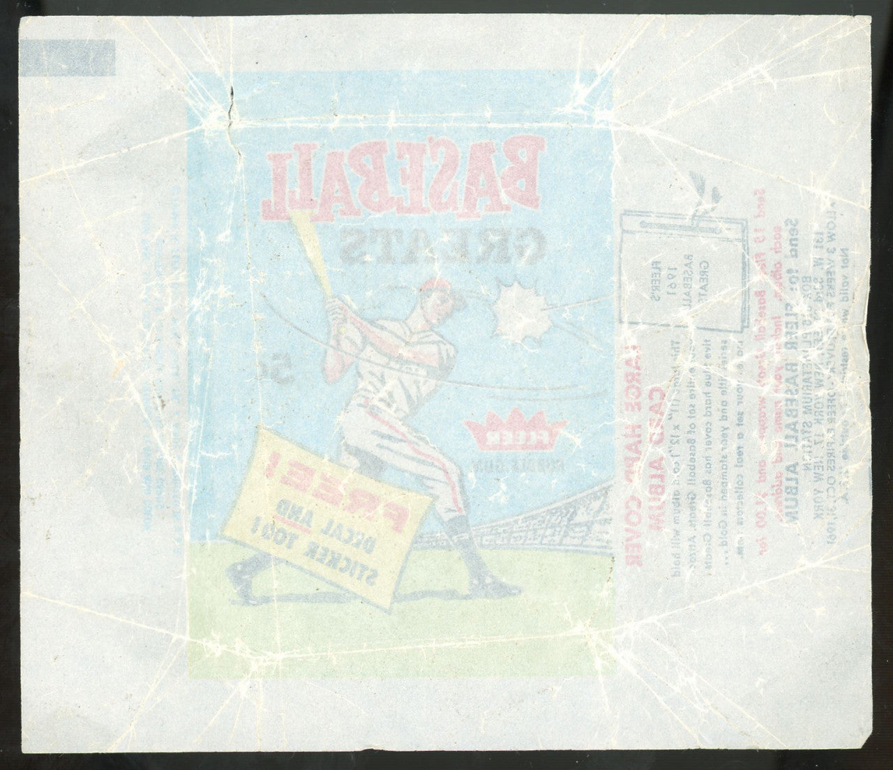 1961 Fleer Baseball Greats Wax Pack Wrapper Low Grade