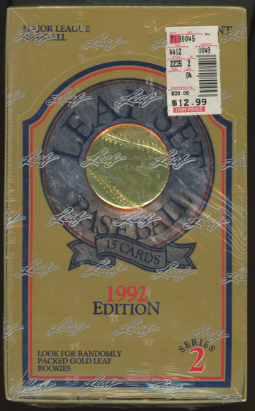 1992 Leaf Baseball Series 2 36 Pack Wax Box Factory Sealed