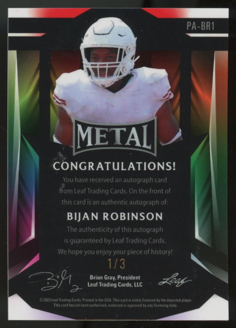 2023 Leaf Metal Bijan Robinson XRC Auto /3 #PA-BR1