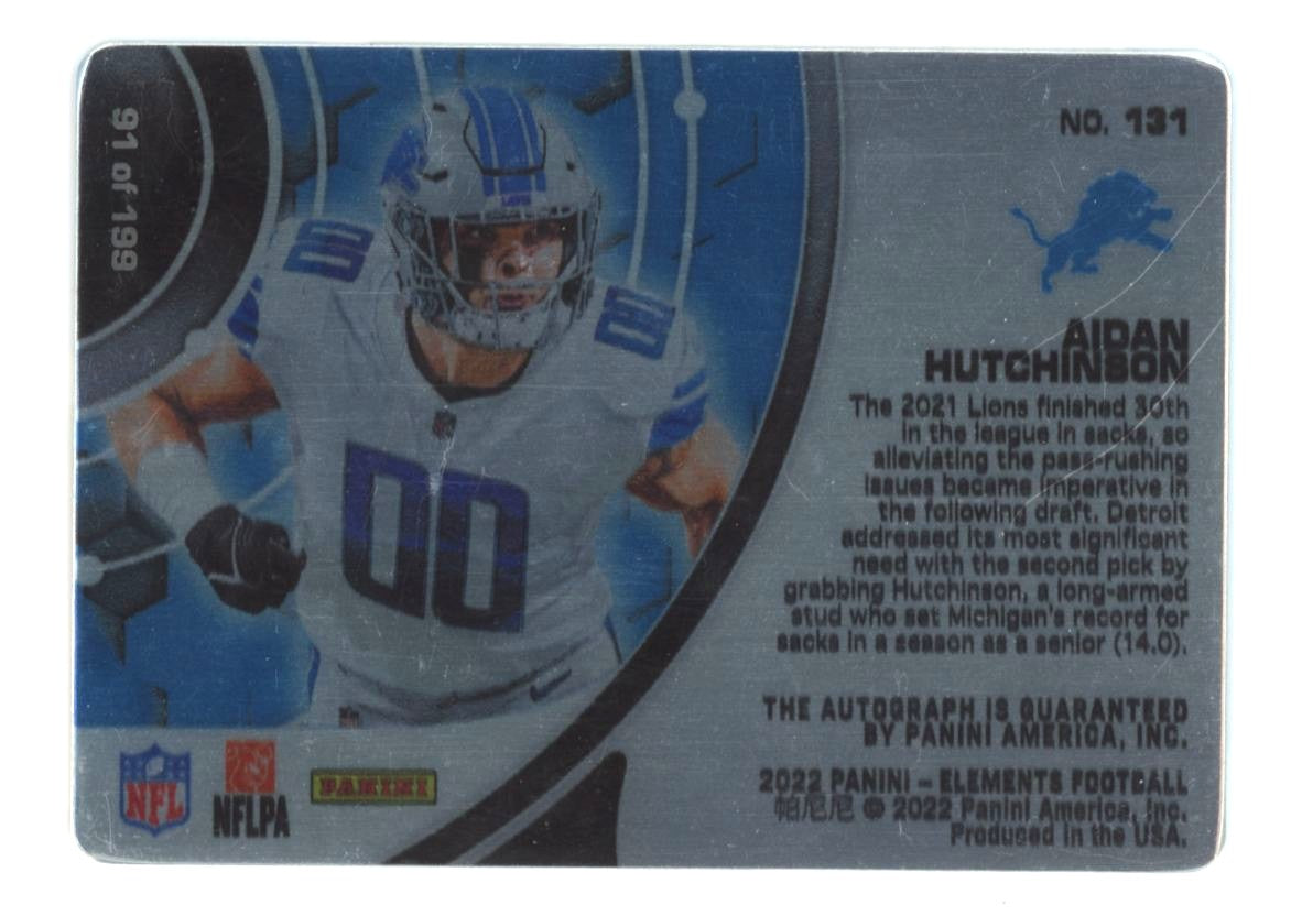 2022 Panini Elements Aidan Hutchinson RC Steel Signatures Auto /199 #131