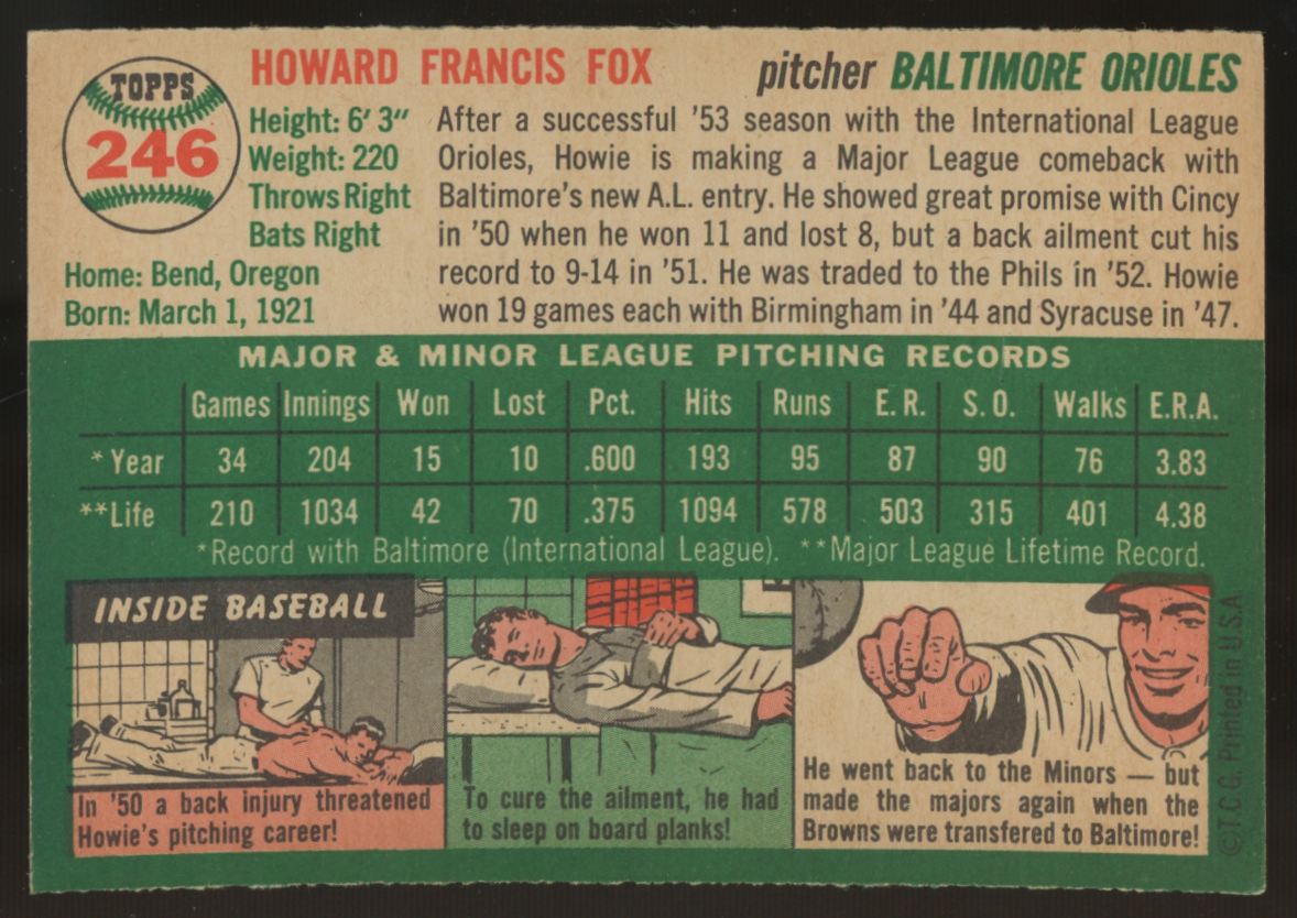 1954 Topps Howie Fox #246 NM