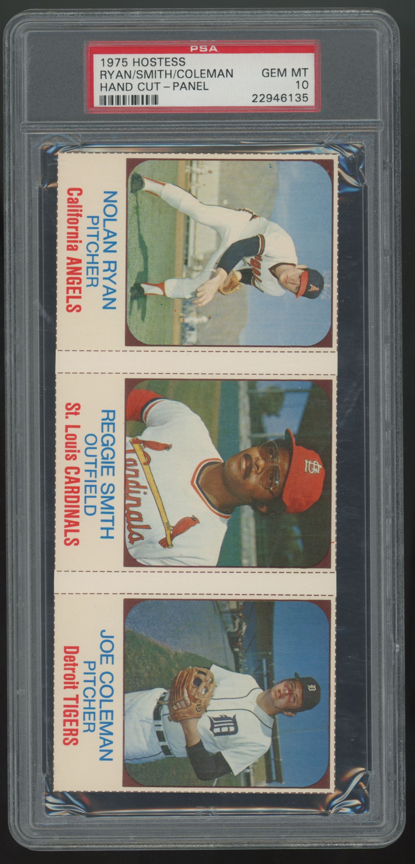 1975 Hostess Nolan Ryan/ Reggie Smith/ Joe Coleman Hand Cut - Panel PSA 10