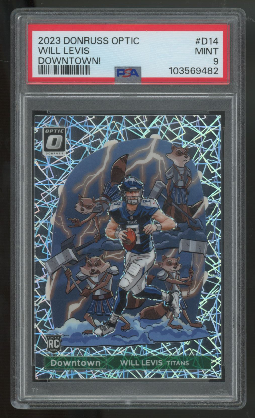 2023 Panini Donruss Optic Will Levis RC Downtown Prizm SSP #D-14 PSA 9