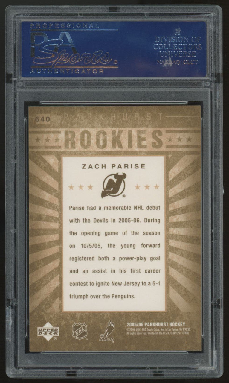 2005-06 Parkhurst Zach Parise RC #640 PSA 10