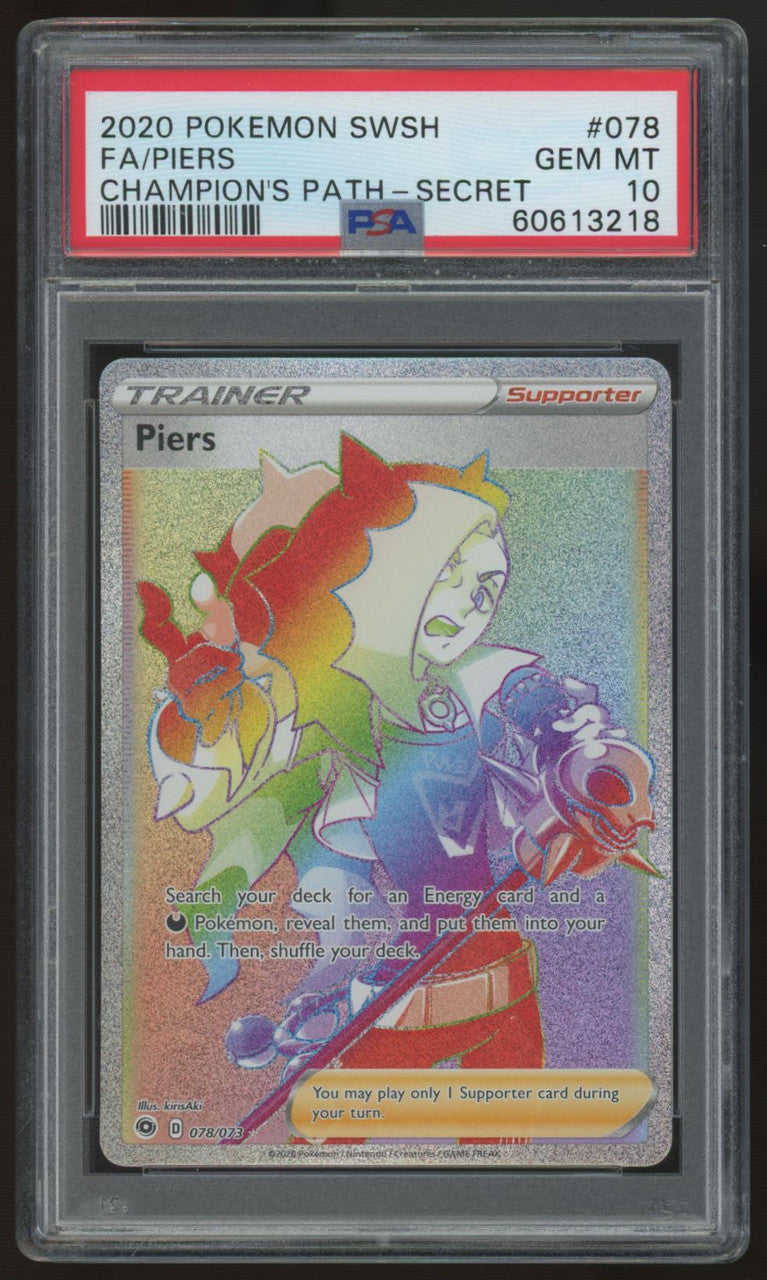 2020 Pokemon Piers Champion's Path Full Art Secret #78 PSA 10