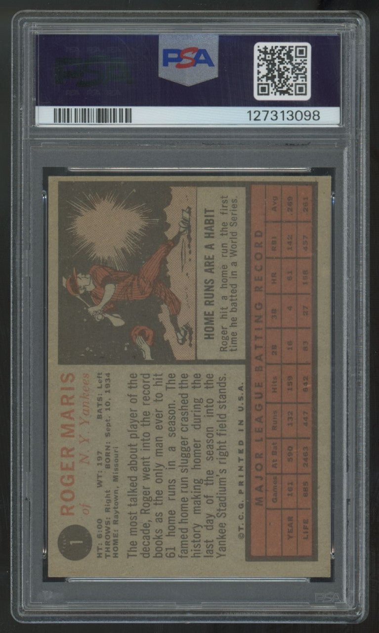 1962 Topps Roger Maris #1 PSA 4 *098