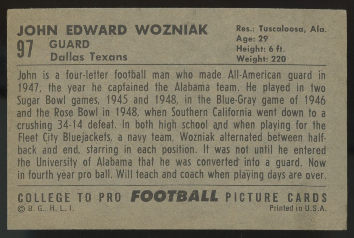 1952 Bowman Large John Wozniak #97 VG/EX-EX