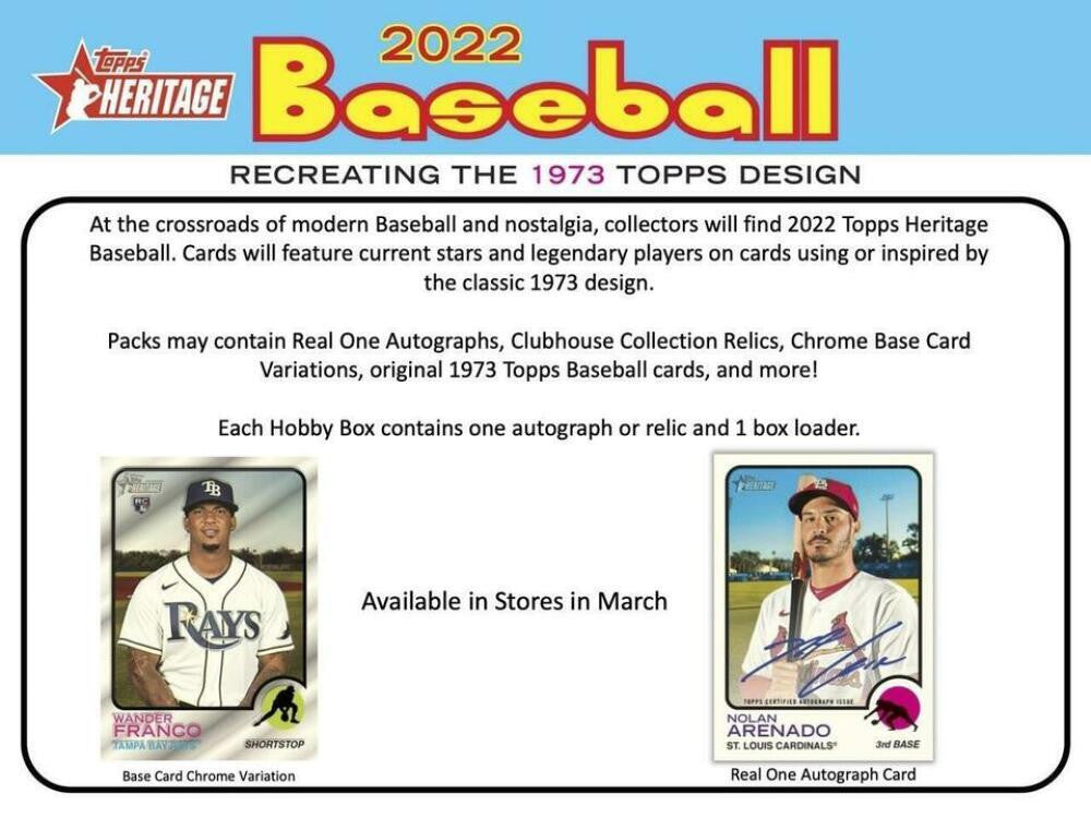 2022 Topps Heritage Baseball Hobby 12 Box Case