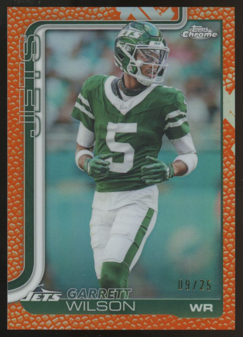 2025 Topps Chrome Garrett Wilson Football Leather Orange /25 #235