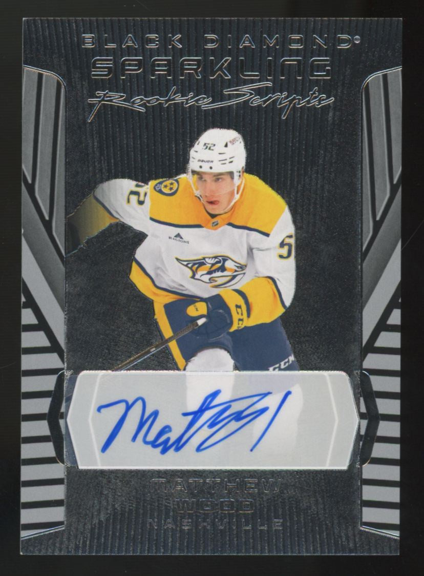 2025-26 UD Black Diamond Matthew Wood RC Sparkling Rookie Scripts Auto #SRS-MW