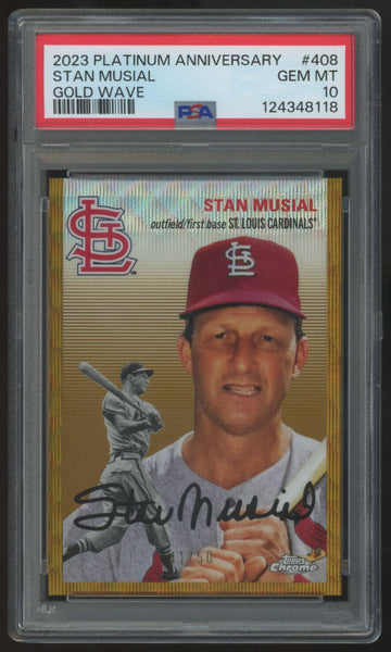2023 Topps Chrome Platinum Anniversary Stan Musial Gold Wave /50 #40 PSA 10