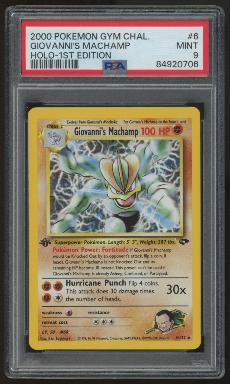 2000 Pokemon Giovanni's Machamp 1st Edition Gym Challenge Holo #6 PSA 9