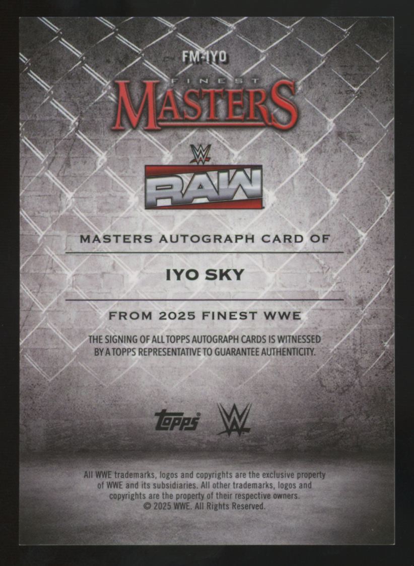 2025 Topps Finest WWE Iyo Sky Black Refractor Masters Auto /25 #FM-IYO