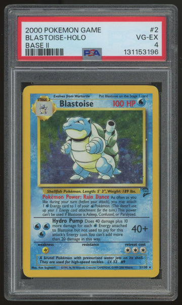 2000 Pokemon Blastoise Base Set II Holo #2 PSA 4