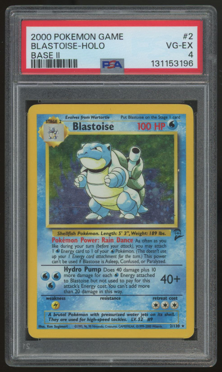 2000 Pokemon Blastoise Base Set II Holo #2 PSA 4