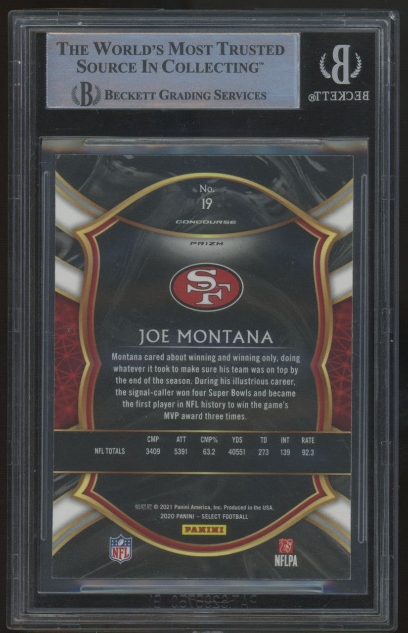 2020 Panini Select Joe Montana Silver Prizm Sticker Auto BGS Authentic #19