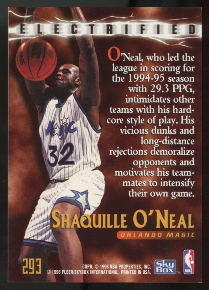 1995-96 SkyBox Premium Shaquille O'Neal Electrified #293 "A"