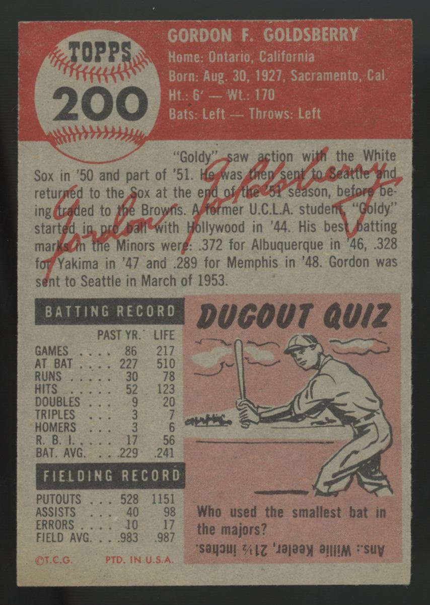 1953 Topps Gordon Goldsberry #200 EX