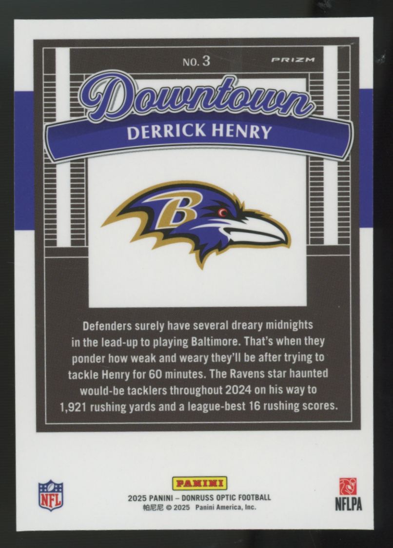 2025 Panini Donruss Optic Derrick Henry Downtown SSP #3