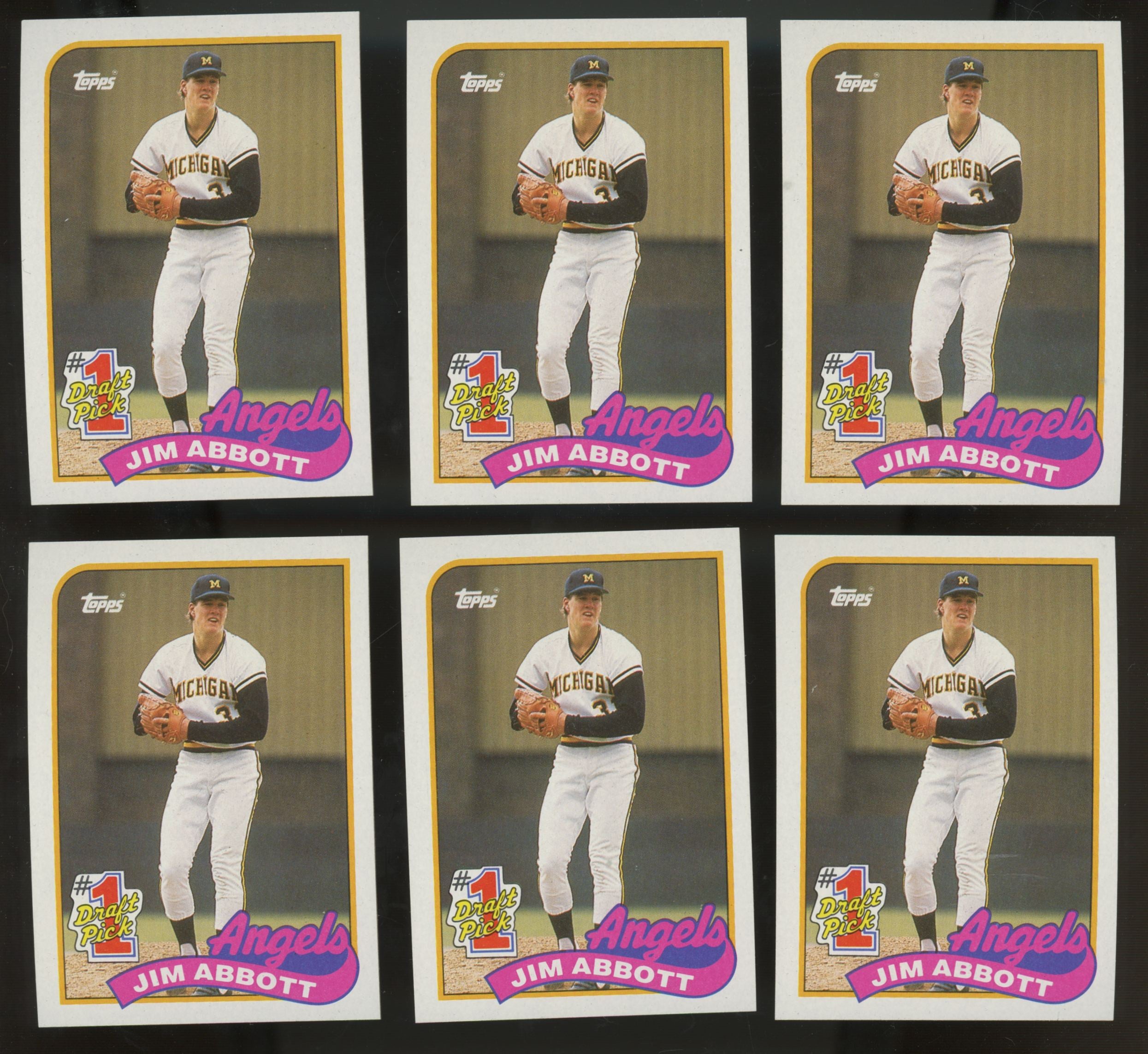 1989 Topps Jim Abbott RC #1 Draft Pick #573 (Lot Of 50)