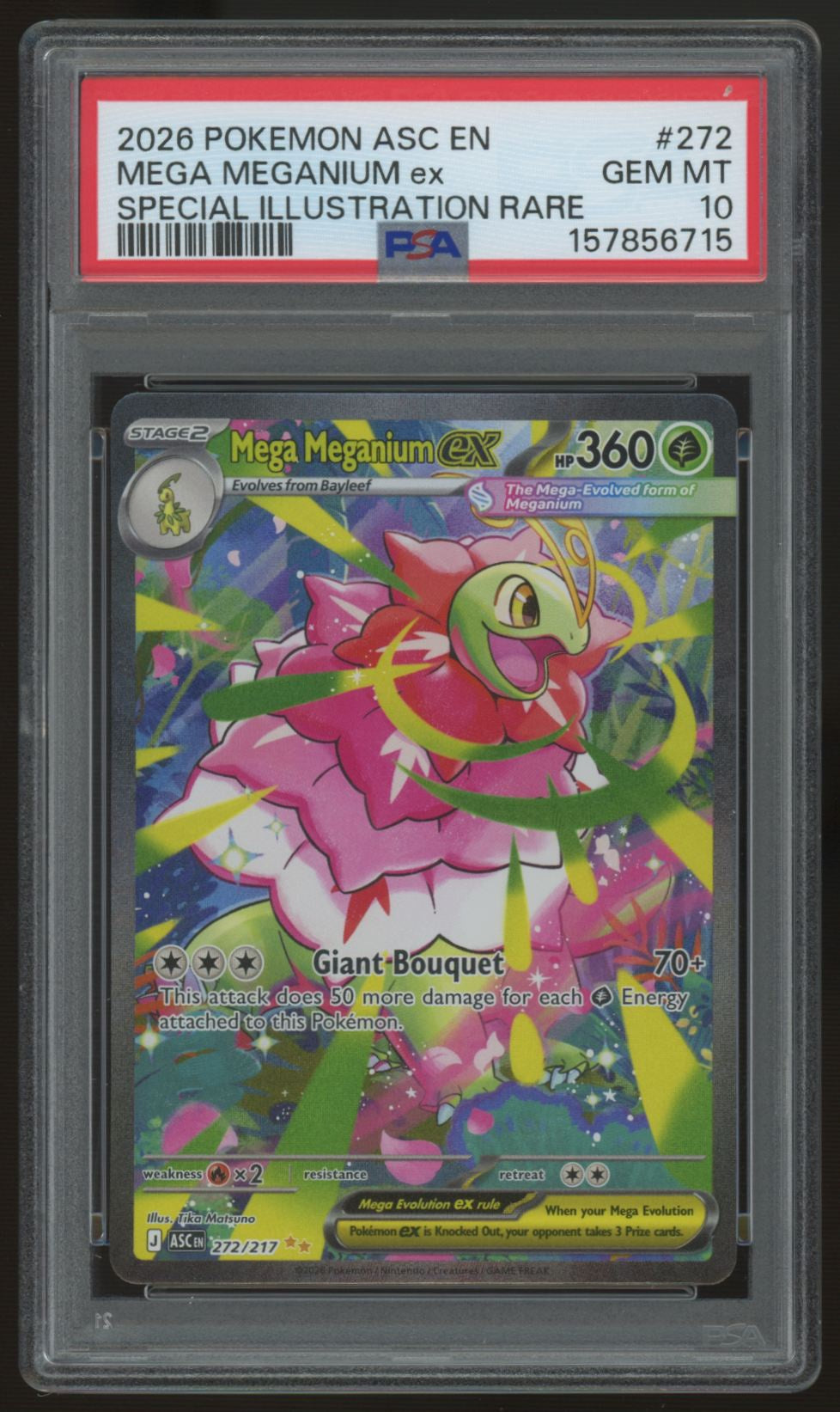 2026 Pokemon Mega Meganium ex Ascended Heroes SIR #272 PSA 10