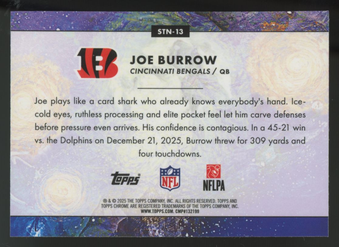 2025 Topps Chrome Cosmic Joe Burrow Stars In The Night #STN-13 "A"