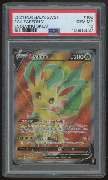2021 Pokemon Leafeon V Evolving Skies Full Art #166 PSA 10