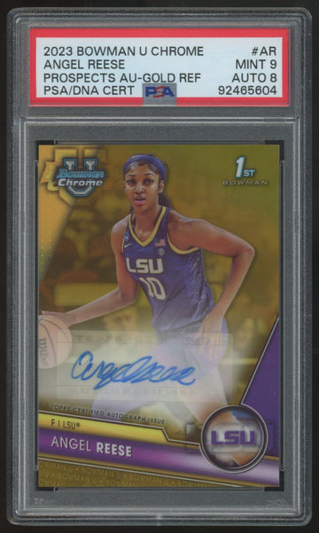 2023-24 Bowman Chrome U Angel Reese 1st Gold Auto /50 #BCPA-AR PSA 9 8
