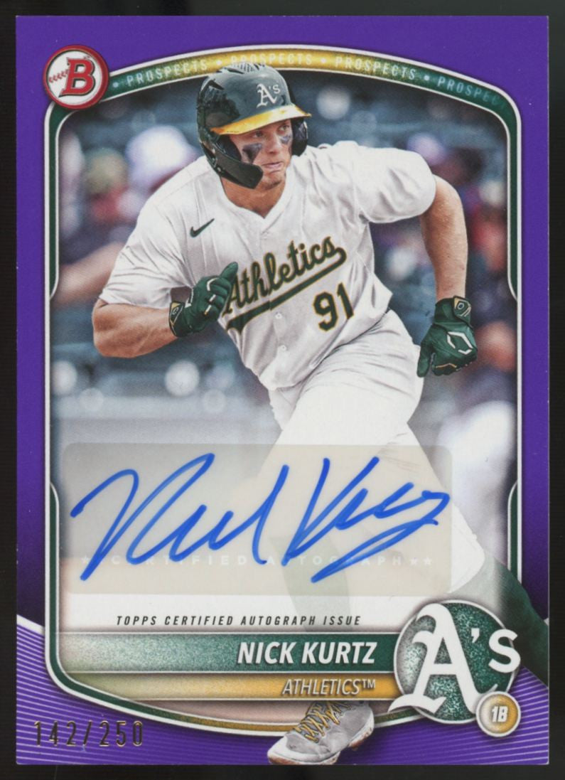 2025 Bowman Nick Kurtz Prospect Purple Auto /250 #BPA-NK