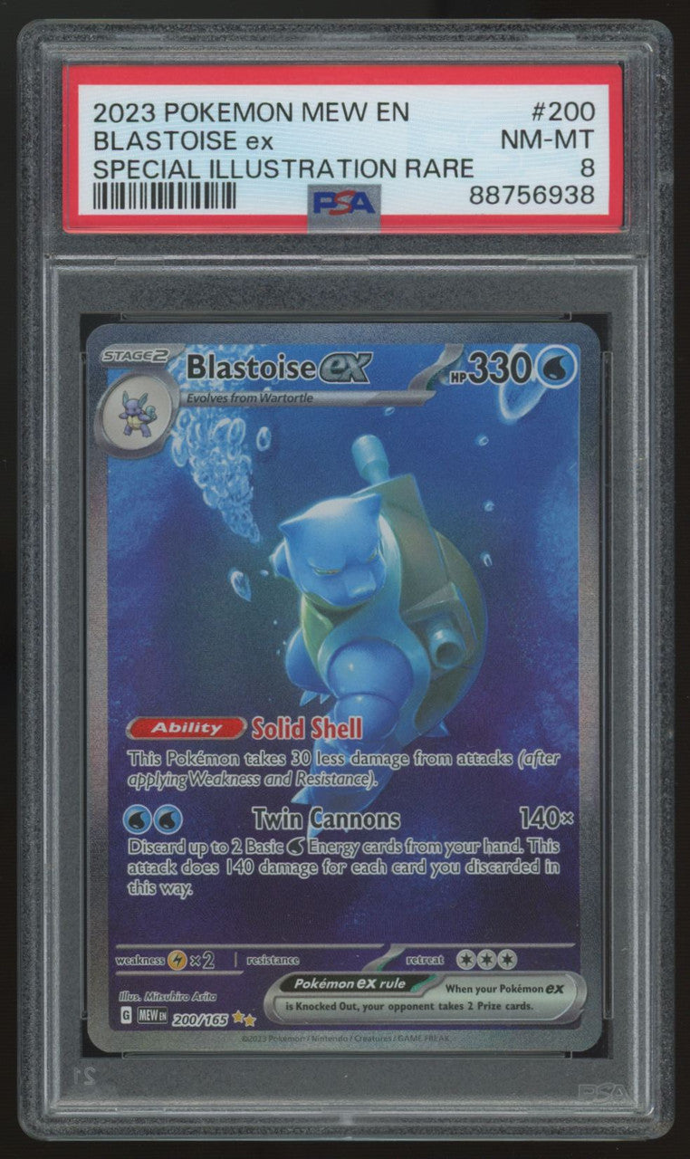 2023 Pokemon Blastoise ex 151 Special Illustration Rare #200 PSA 8