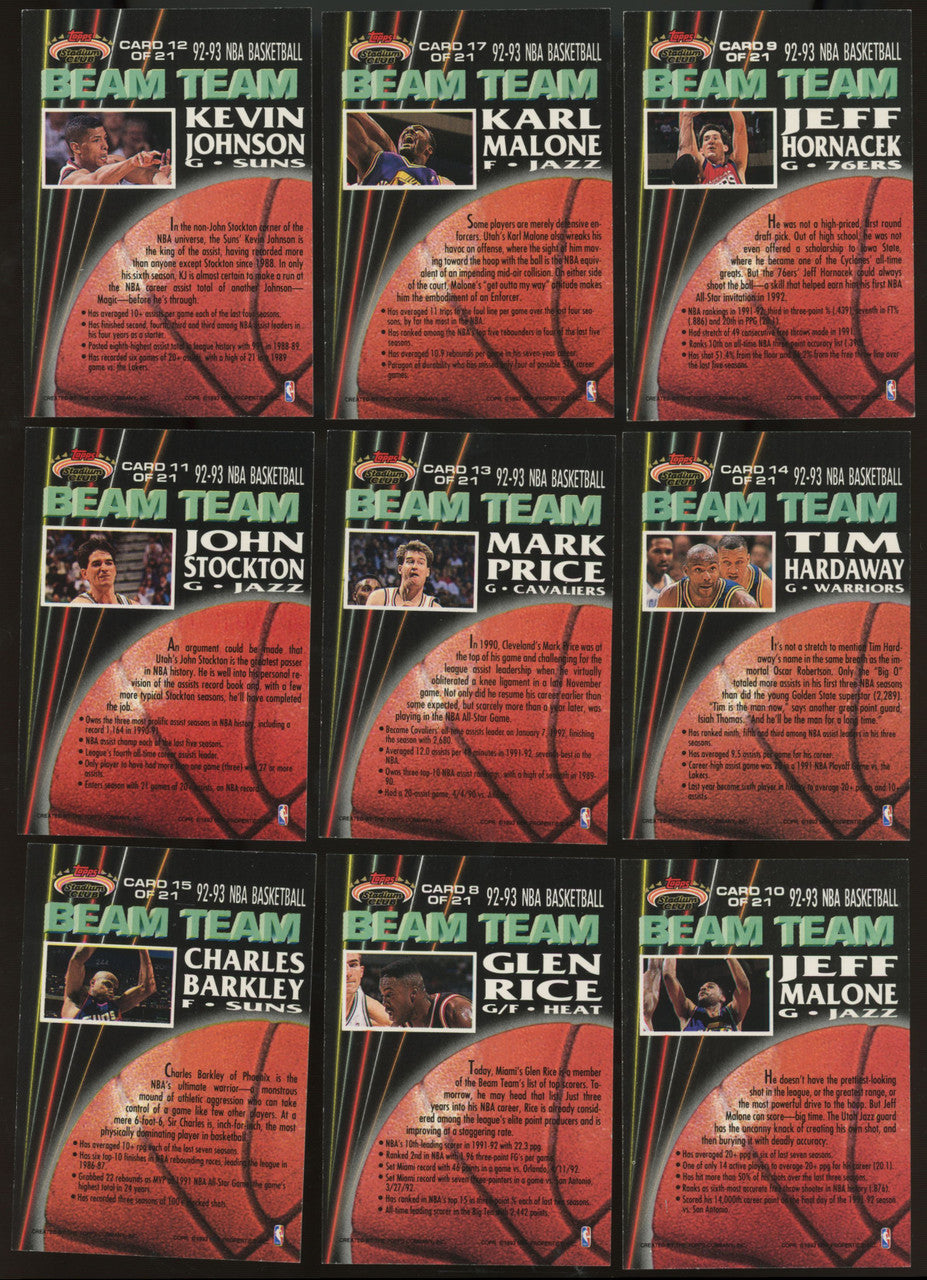 1992-93 Stadium Club Members Only Basketball Beam Team Near Complete Set 19/21