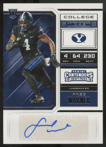 2018 Panini Contenders Draft Picks Fred Warner RC Auto #241